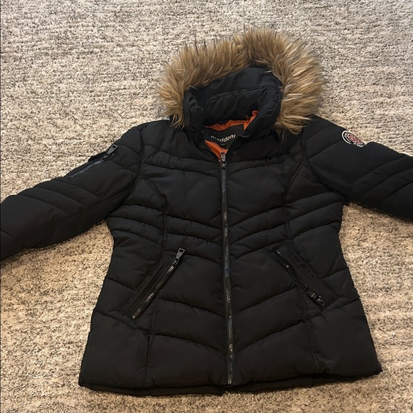 Madden Black Puffer Jacket with Faux Fur Hood size MM - Picture 4 of 16